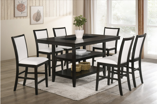 CONDOR - WHITE COUNTER HEIGHT DINING TABLE & 6 CHAIRS