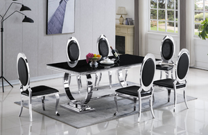 D2022 - TABLE & 6 CHAIRS DINING SET - BLACK