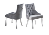 D4041 - GENUINE MARBLE TABLE & 6 CHAIRS DINING SET - GREY