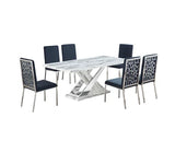 D610 VIVA MIMI TABLE & 6 CHAIRS DINING SET - BLACK
