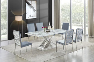 D610 VIVA MIMI TABLE & 6 CHAIRS DINING SET - GREY