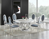 D615 MAXI TABLE / D832 OVAL CHAIRS 5PCS ROUND DINING SET - GREY