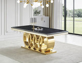 D620 GIOVANNI PARIS TABLE & 6 CHAIRS DINING SET - BLACK & GOLD