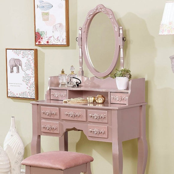 HARRIET VANITY WITH STOOL - ROSE GOLD