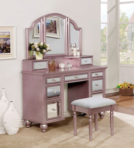 TRACY VANITY WITH STOOL - ROSE GOLD Serra Furniture TRACY VANITY WITH STOOL - ROSE GOLD Serra Furniture