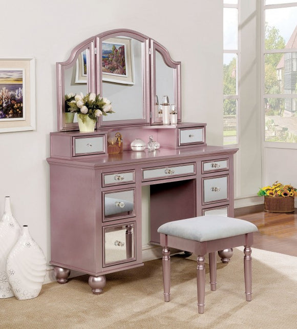 TRACY VANITY WITH STOOL - ROSE GOLD
