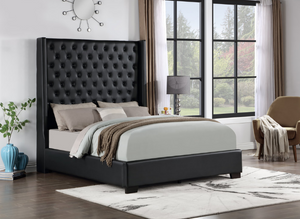 HH450 6FT DIAMOND - CAMA DE TERCIOPELO TAMAÑO KING / QUEEN - NEGRO