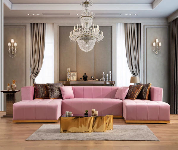 ELISHA - VELVET DOUBLE CHAISE SECTIONAL LIVING ROOM SET