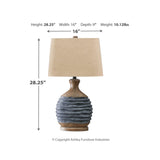 PAPER TABLE LAMP MEDLIN GRAY/BEIGE