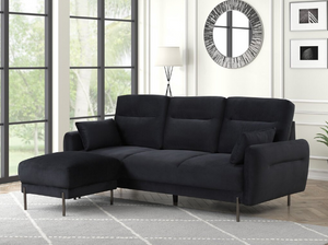 LILY SECTIONAL LIVING ROOM SET WITH OTTOMAN - BLACK