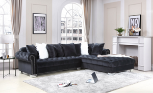 LONDON OVERSIZED VELVET SECTIONAL - BLACK