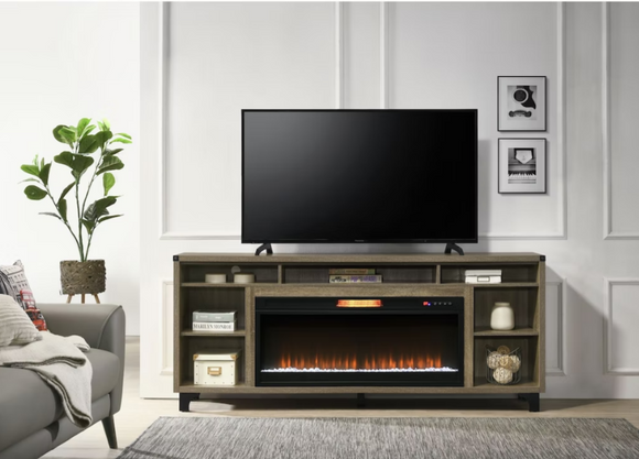 LOYD 75 INCH TV STAND WITH ELECTRIC FIREPLACE - GREY