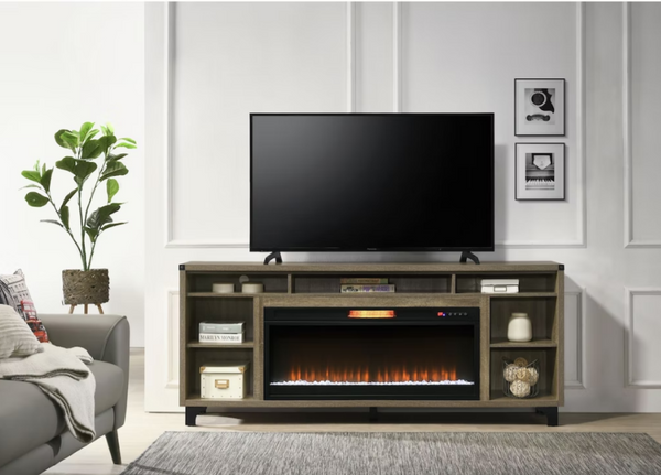 75 inch tv stand clearance with fireplace gray