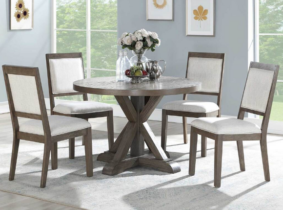 MY400 MOLLY - GREY ROUND TABLE + 4 CHAIRS DINING SET