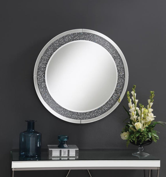 G961428 LIXUE ROUND WALL MIRROR WITH LED LIGHTING SILVER