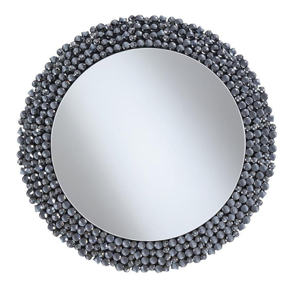 G960077 CLAUDETTE ROUND WALL MIRROR WITH GREY TEXTURAL FRAME
