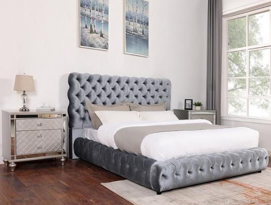 SET5112GY FLORY QUEEN / KING SIZE BED - GRAY