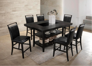 TOMMY ESPRESSO COUNTER HEIGHT DINING TABLE 6 CHAIRS Serra