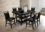 TOMMY - SILVER COUNTER HEIGHT DINING TABLE & 6 CHAIRS