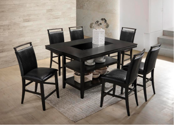 TOMMY - ESPRESSO COUNTER HEIGHT DINING TABLE & 6 CHAIRS