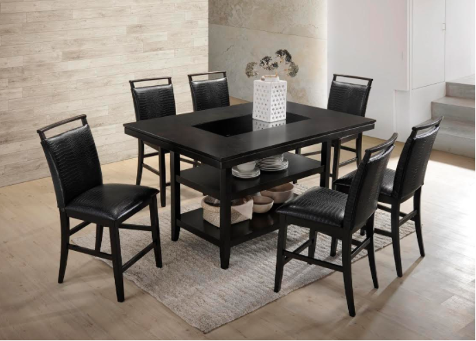TOMMY WHITE COUNTER HEIGHT DINING TABLE 6 CHAIRS Serra Furniture