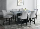 VALENTINO (REAL GREY MARBLE) DINING SET TABLE & 6 CHAIRS - GREY