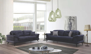 CONJUNTO DE SALA SOFÁ Y LOVESEAT VIOLETA - AZUL MARINO
