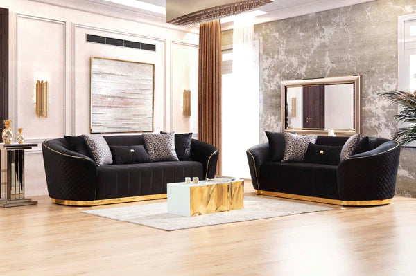 ASTER SOFA LOVESEAT LIVING ROOM SET BLACK Serra Furniture