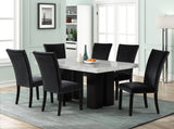 1220 - MARBLE TOP TABLE & 6 CHAIRS DINING SET - BLUE