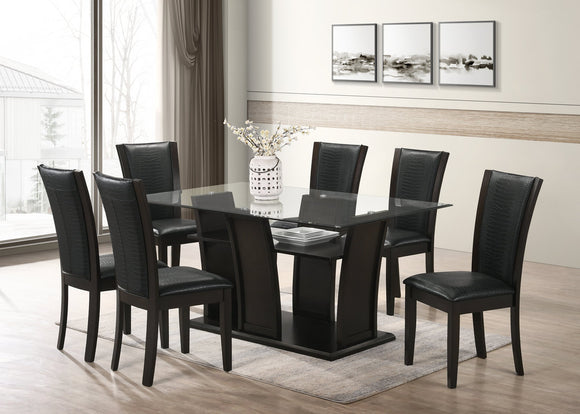 FLORIDA - TABLE & 6 CHAIRS DINING SET - BLACK