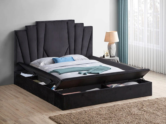 B0450 CAMA PLATAFORMA CON ALMACENAJE - NEGRO