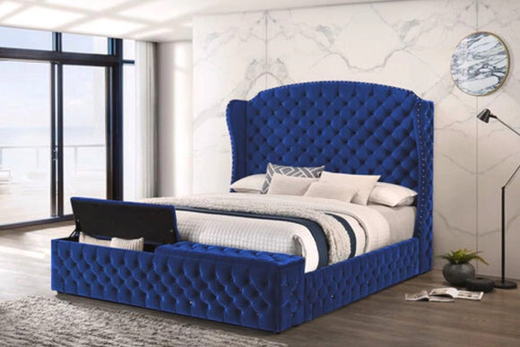 B701 PLATFORM BED WITH STORAGE- NAVY BLUE