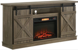 BRICE 64 INCH TV STAND WITH ELECTRIC FIREPLACE - GREY