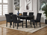 CAMILA - MARBLE TOP TABLE & 6 CHAIRS DINING SET - GRAY