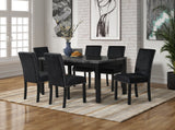 CAMILA - MARBLE TOP TABLE & 6 CHAIRS DINING SET - BLACK