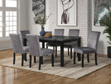 CAMILA - MARBLE TOP TABLE & 6 CHAIRS DINING SET - GRAY