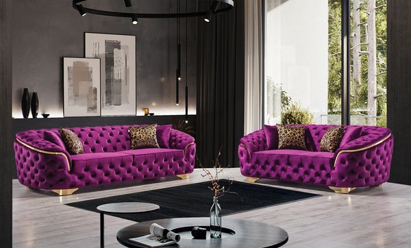 LUPINO SOFA LOVESEAT VELVET LIVING ROOM SET BLACK Serra Furniture