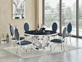 D615 MAXI TABLE / D832 OVAL CHAIRS 5PCS ROUND DINING SET - BLACK