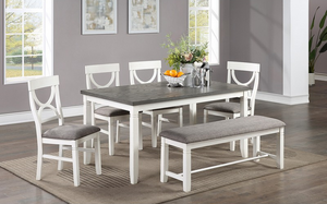 F2562 - TABLE + 4 CHAIRS + BENCH SET