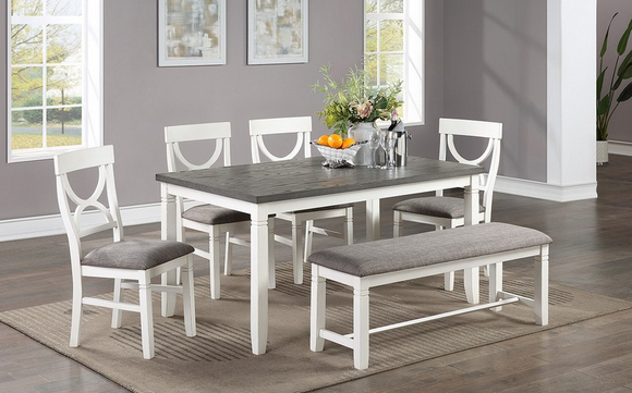 F2562 - TABLE + 4 CHAIRS + BENCH SET