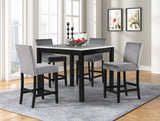 DIOR - GREY PUB TABLE + 4 CHAIRS DINING SET