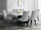 VALENTINO BLUE DINING SET (REAL MARBLE) TABLE & 6 CHAIRS