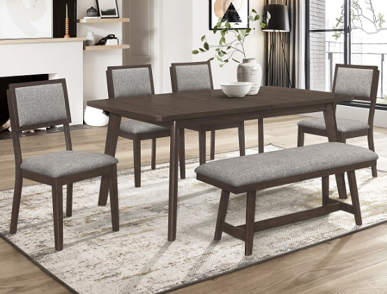2133-6P EMBER EXTENDABLE DINING SET WITH BENCH