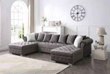 3187 - DOUBLE CHAISE SECTIONAL LIVING ROOM SET - BLUE