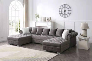 3189 - DOUBLE CHAISE SECTIONAL LIVING ROOM SET - GREY
