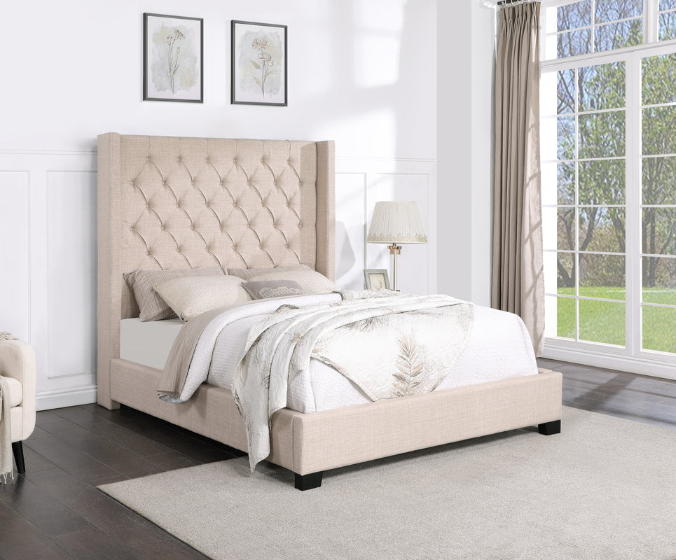 HH402 6FT UPHOLSTERED BED DARK GRAY Serra Furniture