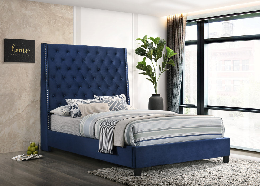 HH530 6FT KING QUEEN SIZE VELVET BED GREY SILVER Serra Furniture