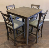 TAHOE - ANTIQUE WHITE PUB TABLE + 4 CHAIRS DINING SET