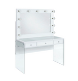 JACEY FROSTED GLASS VANITY WITH LIGHTBULBS - WHITE