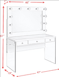 JACEY FROSTED GLASS VANITY WITH LIGHTBULBS - WHITE